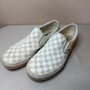 Vans White Checkered Slip-On Shoes